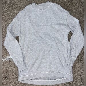 Aerie Getaway Waffle Sweatshirt XXS Fresh Bright/Light Grey